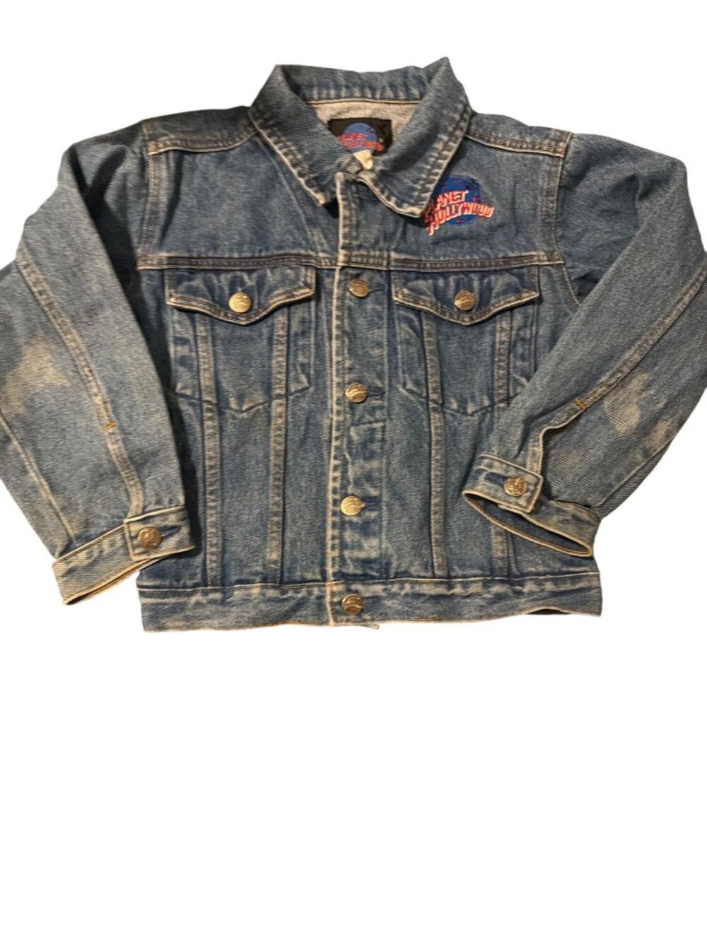 Vintage 1991 Planet Hollywood Baltimore Denim Jacket Embroidery Kids Size M Read